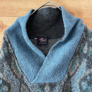 【JEZEQUEL】イタリア製 総柄ニット セーター 大きな襟が印象的 Lサイズ相当 EU古着 ヨーロッパ古着