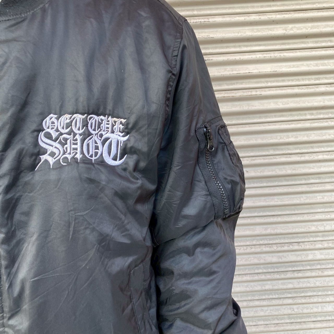 MA-1 フライトジャケット ブラック 刺繍 米軍 ボンバージャケット L