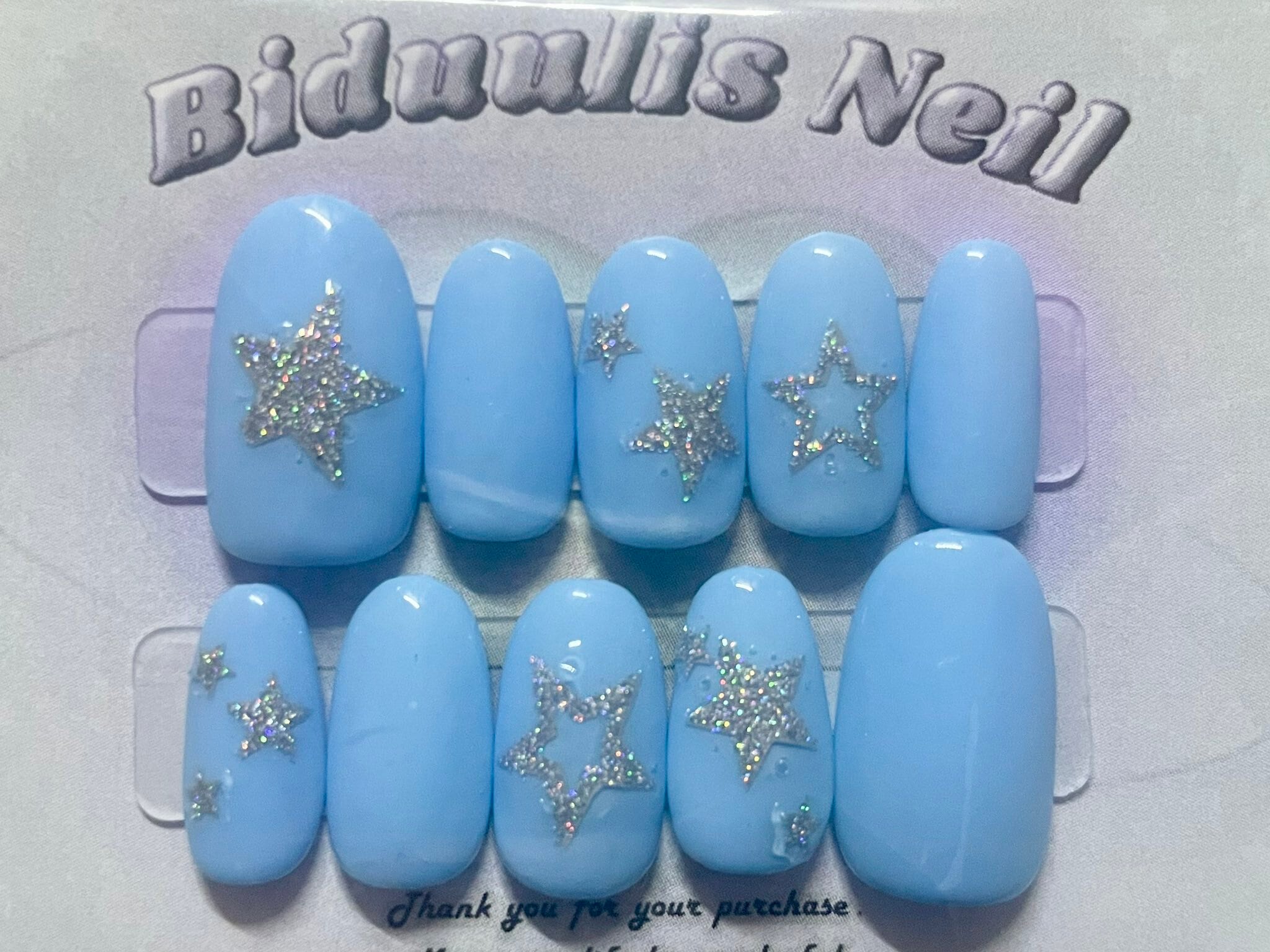 あちゃ様専用　6/4発送　普通　2点ネイルチップオーダー 4:ブルー シルバー スター 星ネイル ネイルチップ