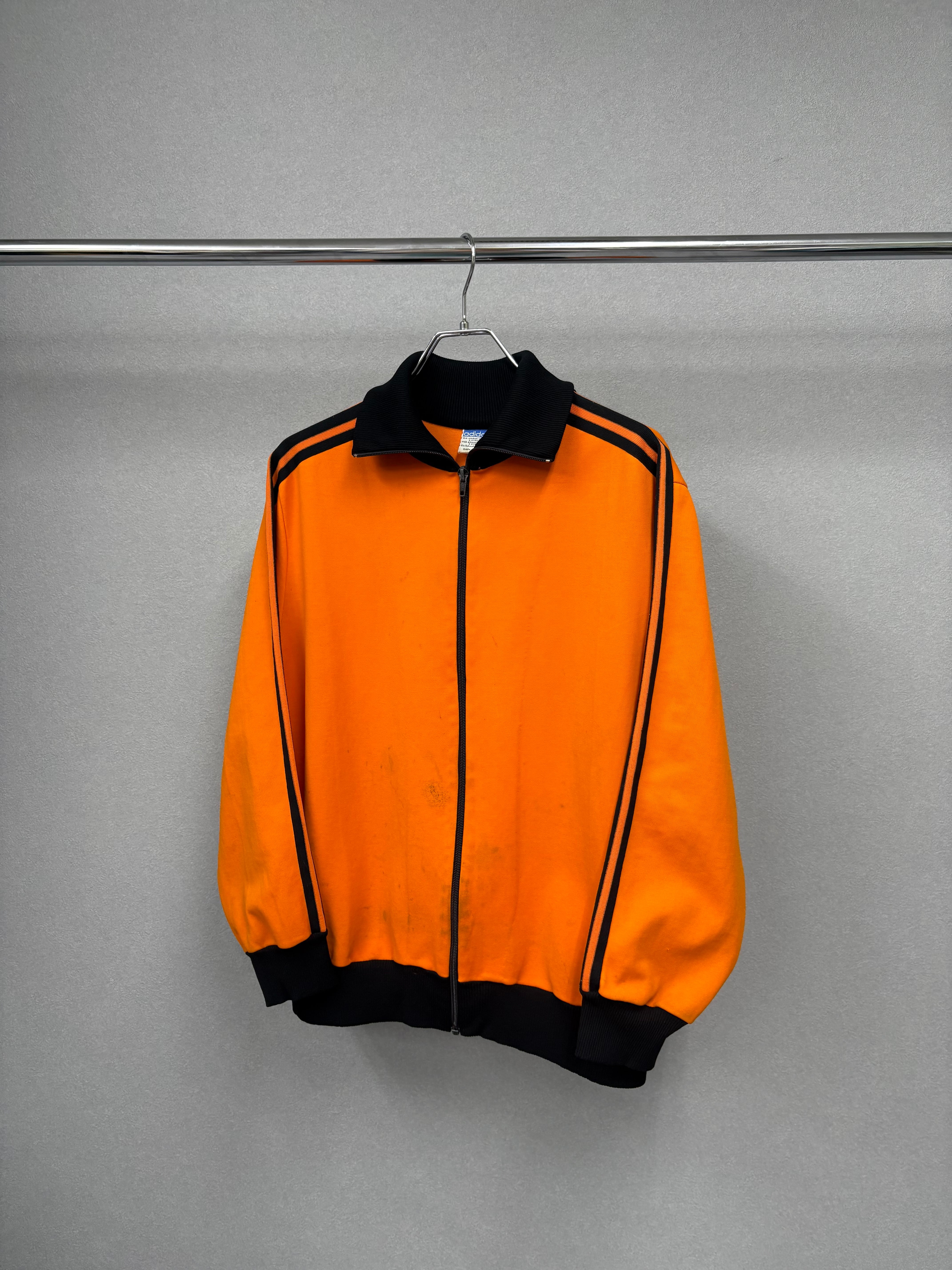 80s 西ドイツ　 トラックジャケット　オレンジ×ブラック Vintage adidas Track Jacket / 80s West Germany Era / Black