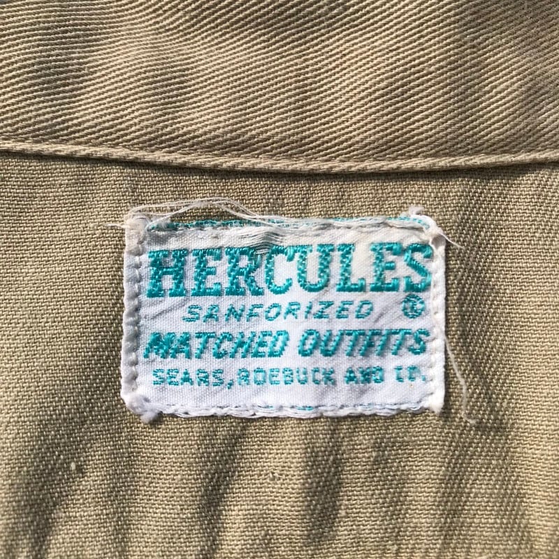 50's HERCULES ヘラクレス コットンツイルワークシャツ マチ付き ベージュ SEARS シアーズ Mサイズ 希少 ヴィンテージ |  agito vintage powered by BASE