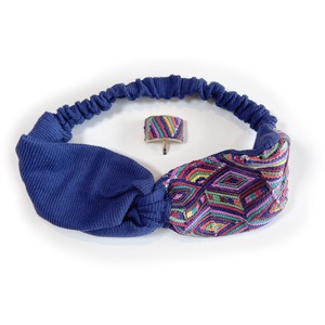 グアテマラ手織り hairband setーblue×multi colors-2