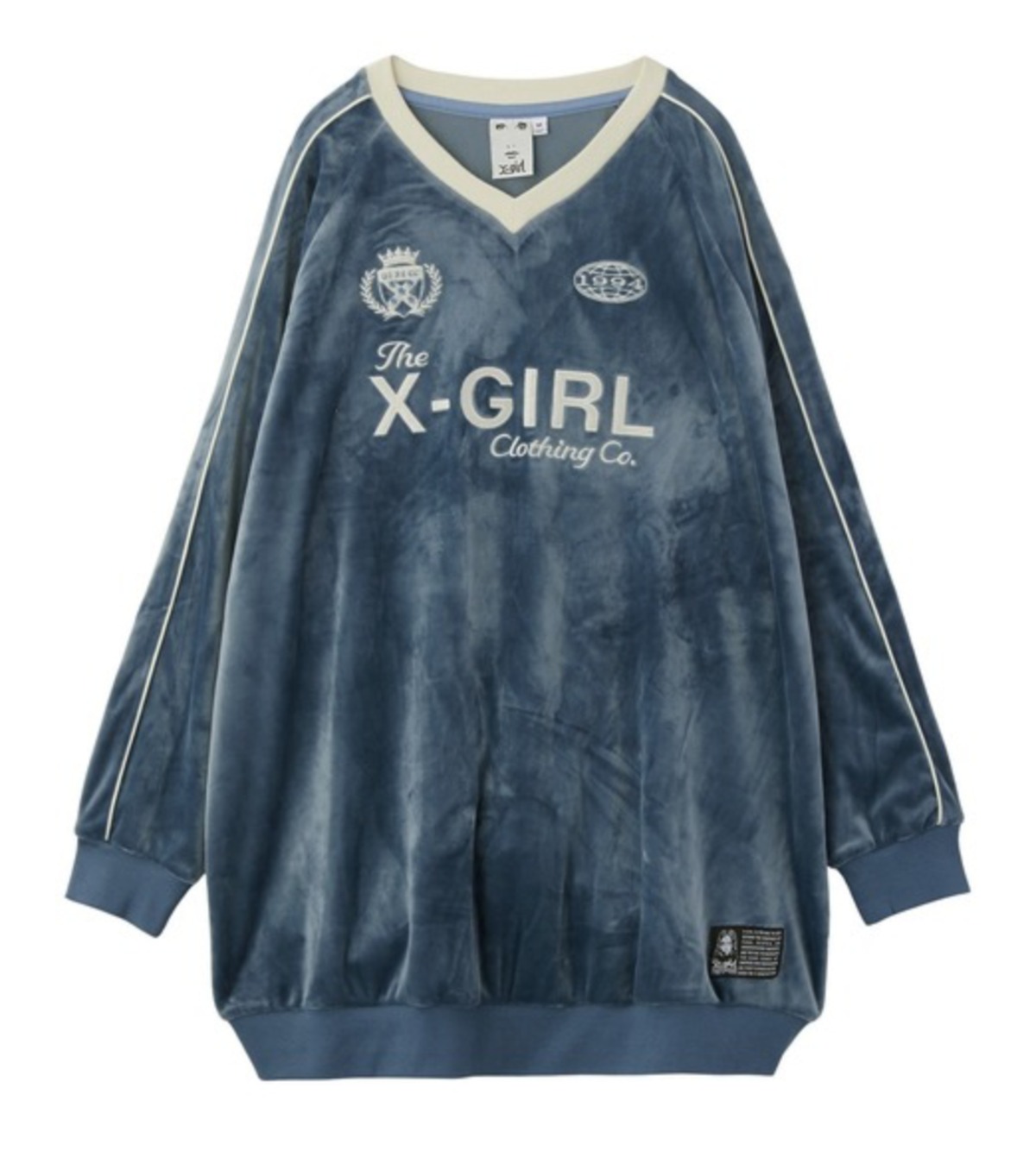X-girl】VELOUR GAME SHIRT DRESS ゲームシャツワンピース. ベロア