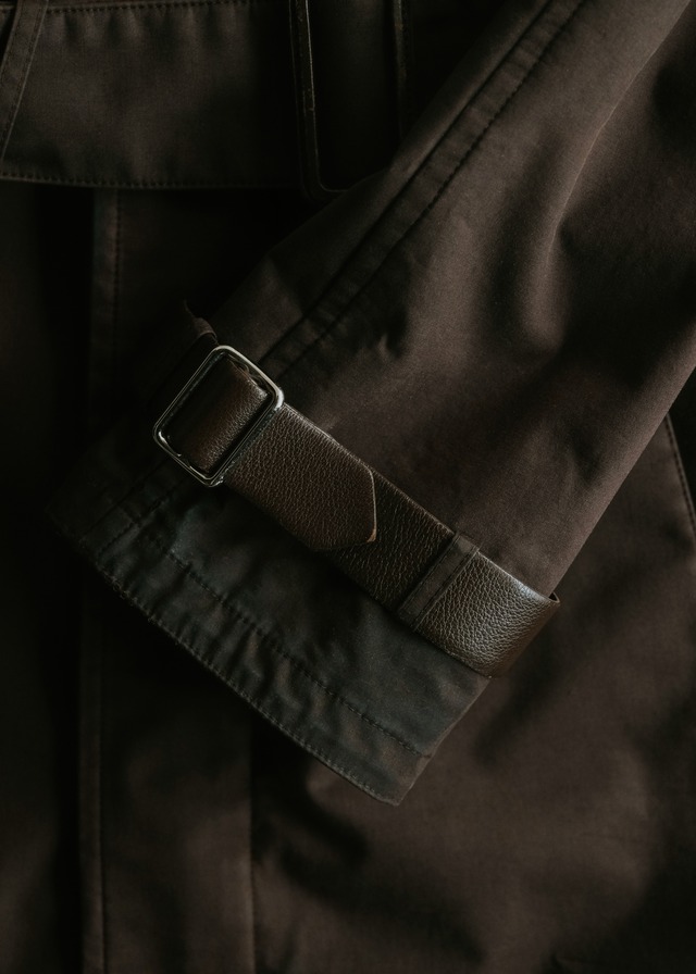 HERMÈS waxed cotton multiple belted coat