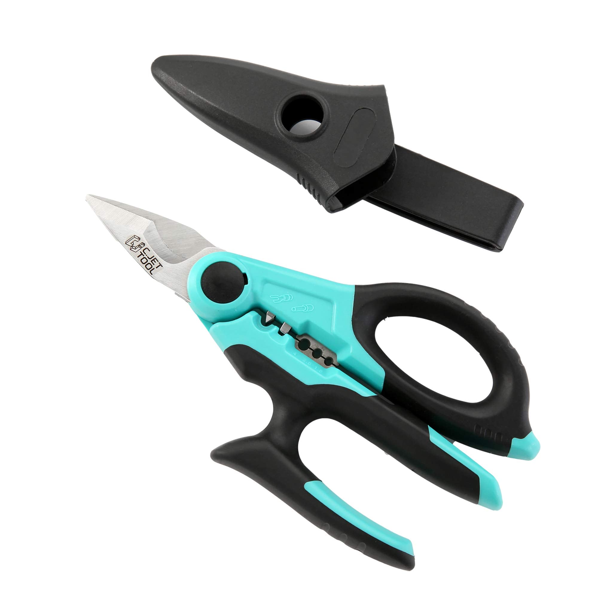 C.Jet Tool 電工ハサミ ステンレス鋼製 電気技師 電気工事用 倍力型 はさみ 多機能ハサミ 金属 電気ケーブル ワイヤー 切断工具 多用途 コンパクト はさみ