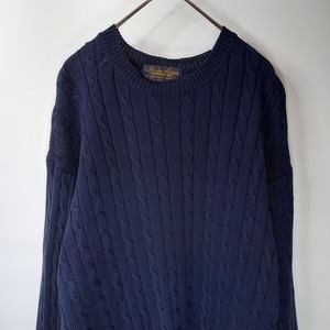 ブルックスブラザーズ　クルーネック　コットンセーター　ケーブル編み　アランニット