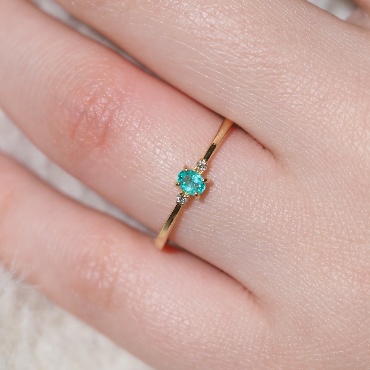 パライバトルマリン ブラジル産 リング 0.115ct D0.02ct k18 CGL産地鑑別書付き