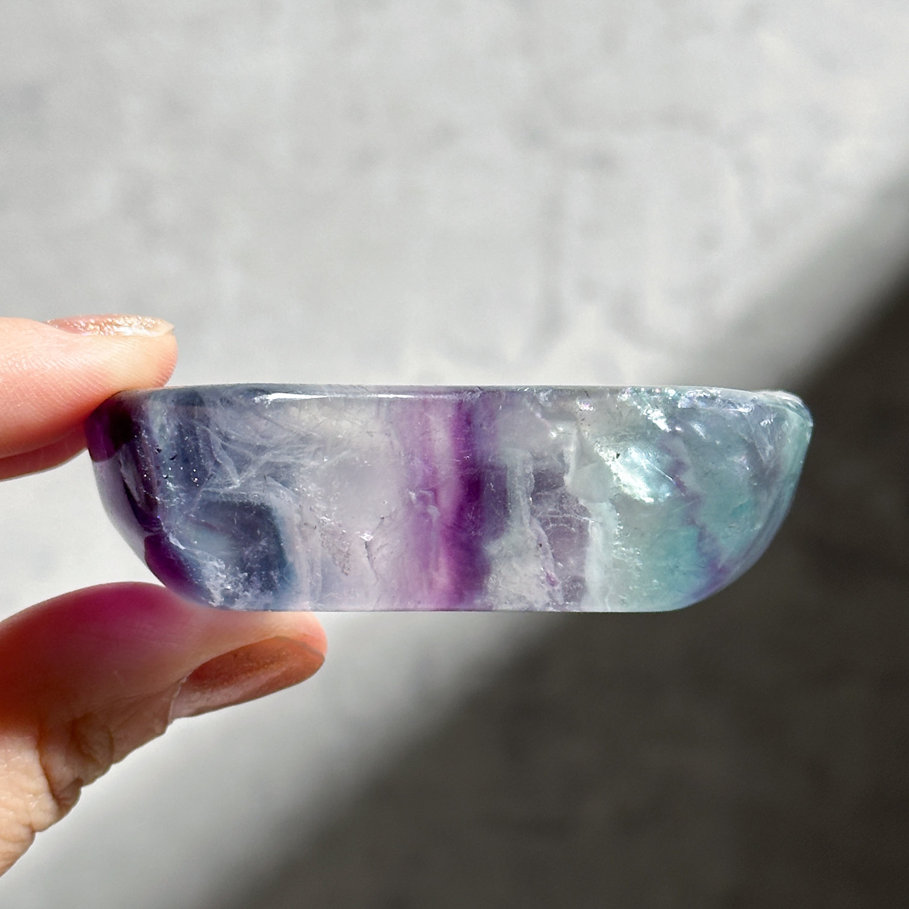 レインボーフローライト月型のうつわ03◇Fluorite◇天然石・鉱物