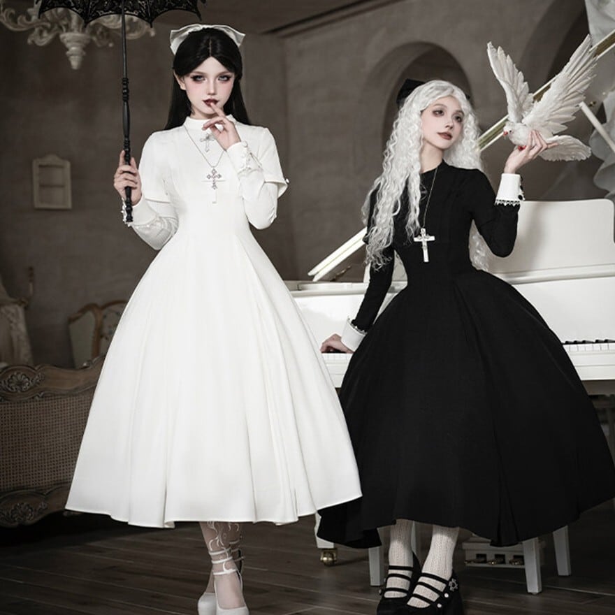 ゴスロリ ワンピース 修道女風ロングスカート 5点セット 撮影会 コンカフェ|WithU