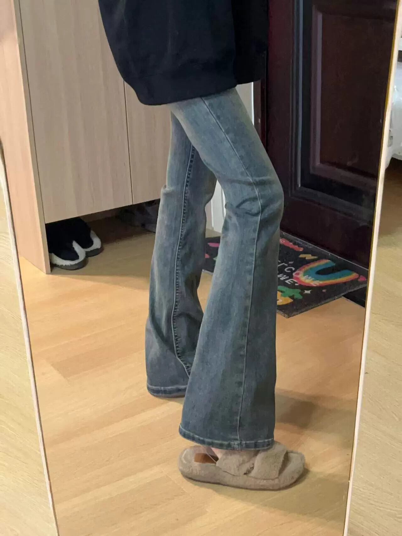 レトロブルーマイクロフレアジーンズレディース、春新作、Sサイズ