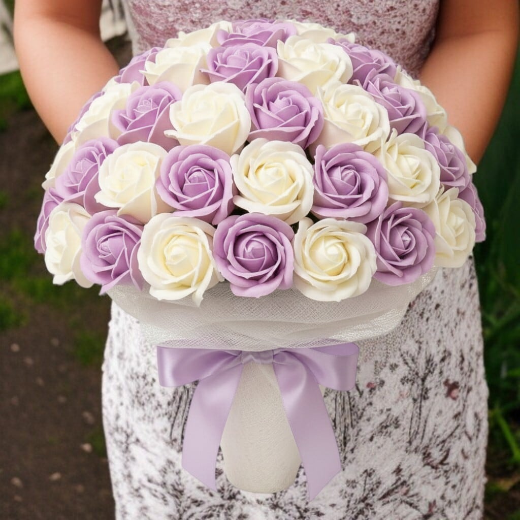 ソフトパープル　サヴォンローズ　花束　70本 ソフトパープル サヴォンローズ 花束 70本