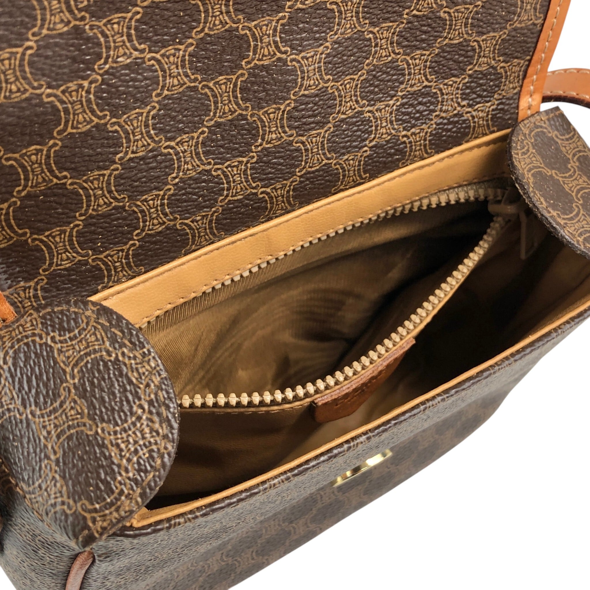 【美品】セリーヌ マカダム ホースビット ベルト ゴールド ブラウン イタリア製 CELINE セリーヌ マカダム ショルダーバッグ ブラウン ガンチーニ PVC