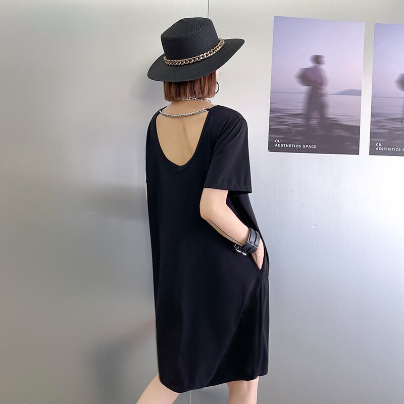 ブラックスカート サマードレス バックルーズ薄手ロング 夏物 ラブタオタオダレンハウス2837234992