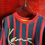 KARL KANI オーバーサイズ　ストライプTシャツ　赤×ネイビー　カールカナイ