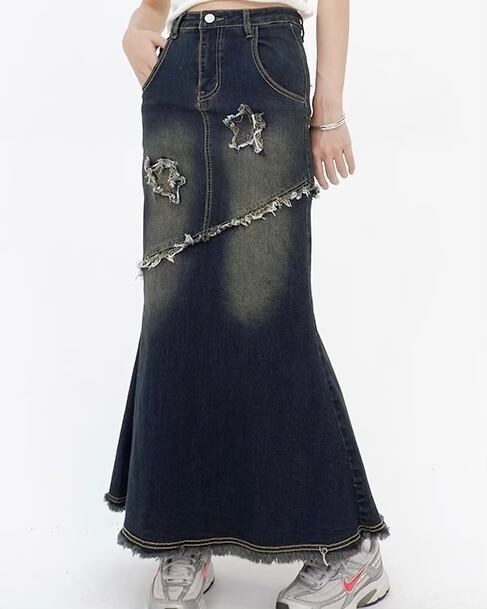 【予約】american retro midi denim skirt