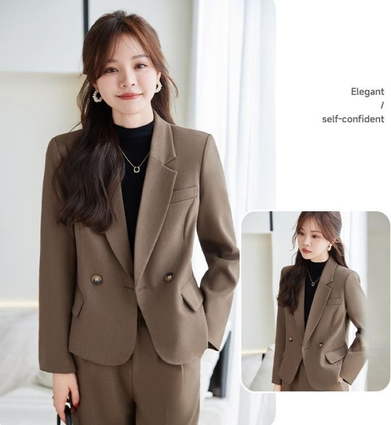 美品☆THE SUIT COMPANY 茶色レディーススーツ3点セット☆ スーツ セットアップ レディース スーツ レディース スーツセット