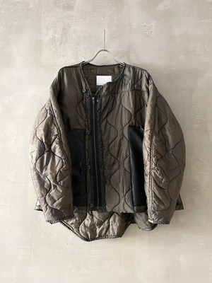 TrAnsference zip quilted blouson - dark forest garment dyed