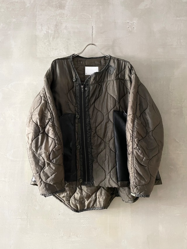 TrAnsference zip quilted blouson - dark forest garment dyed