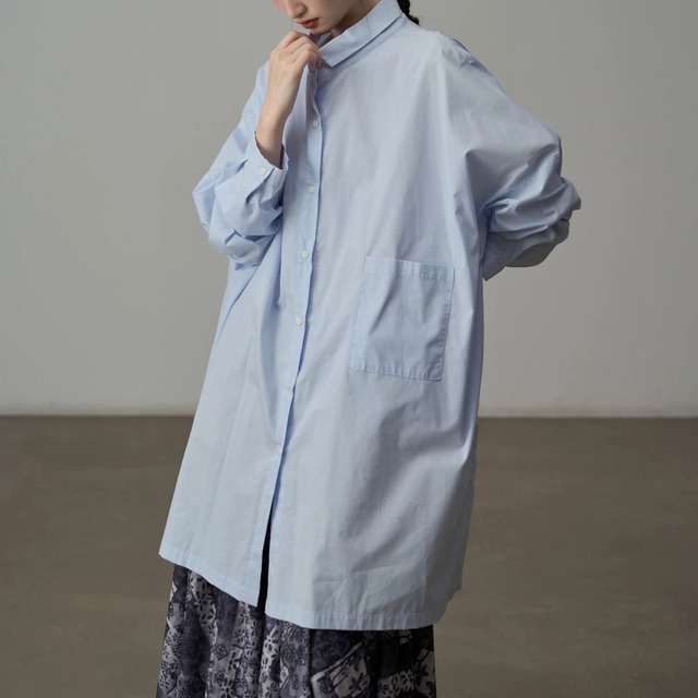【ボタンフロントパッチポケットロングシャツ 】P00358