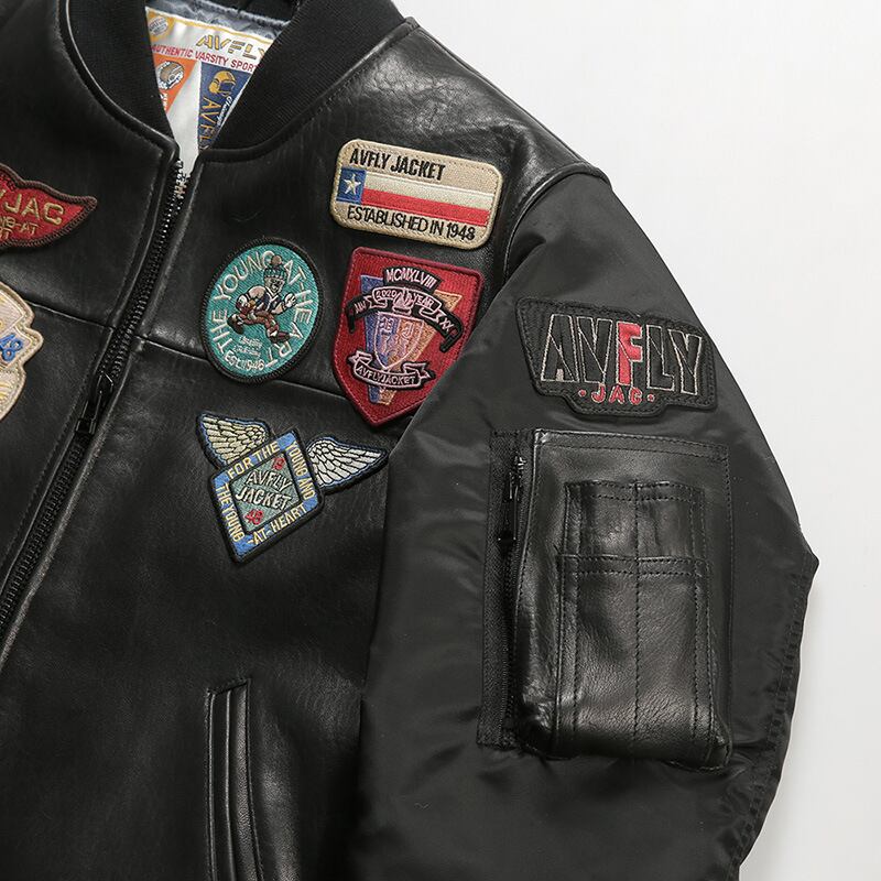 メンズ レザーMA-1 ワッペンジャケット アメカジスタイル ☆中綿 メンズ レザーMA-1 ワッペンジャケット アメカジスタイル ☆中綿