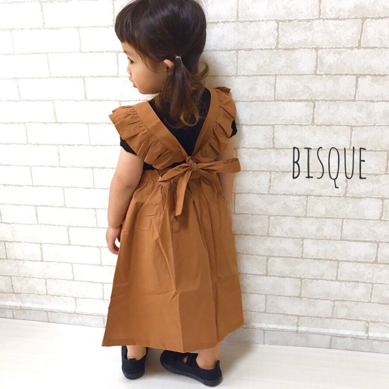 リボンエプロンワンピース 韓国子供服 Bisque びすく