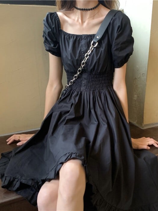 アシメギャザーワンピース V4658 | Lily Boutique(リリーブティック)