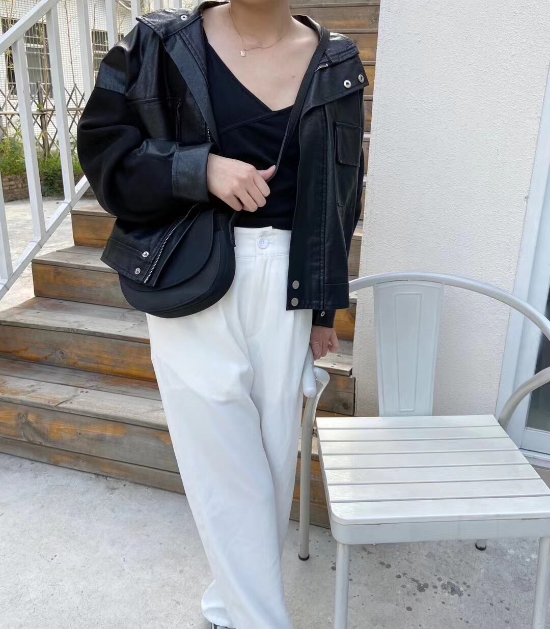 セミサークル フラップショルダーバッグ　AS119−8818