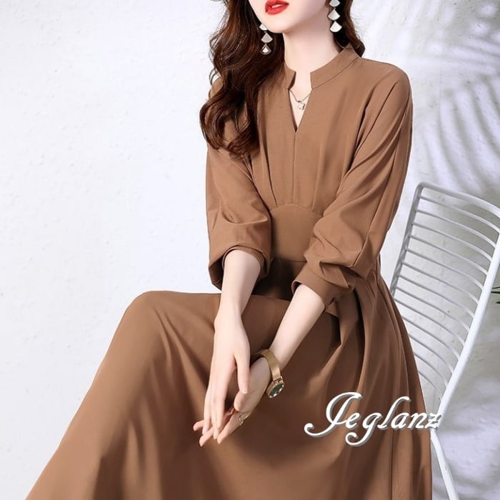 上品 フォーマル ワンピース ドレス キーネック シンプル派 4色(MA981)ζ