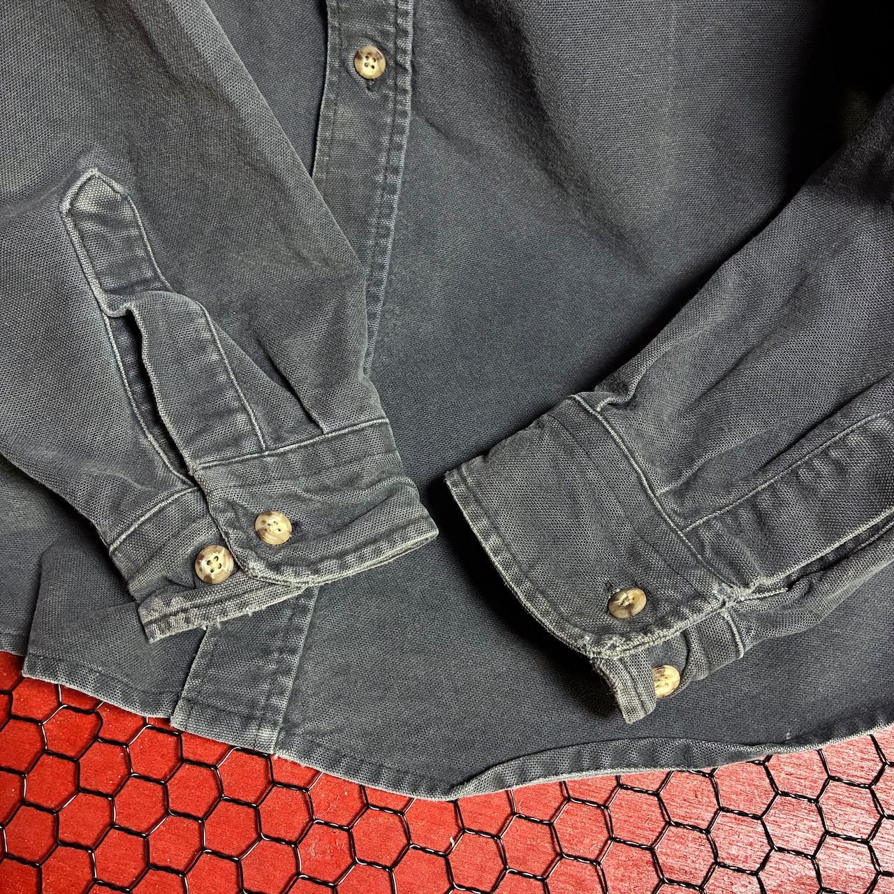 90s Carhartt ダックシャツ 長袖シャツ ワークシャツ フェードブラック カーハート