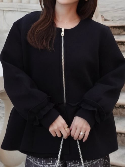 ダンボールニットペプラムジャケット | Poppedin