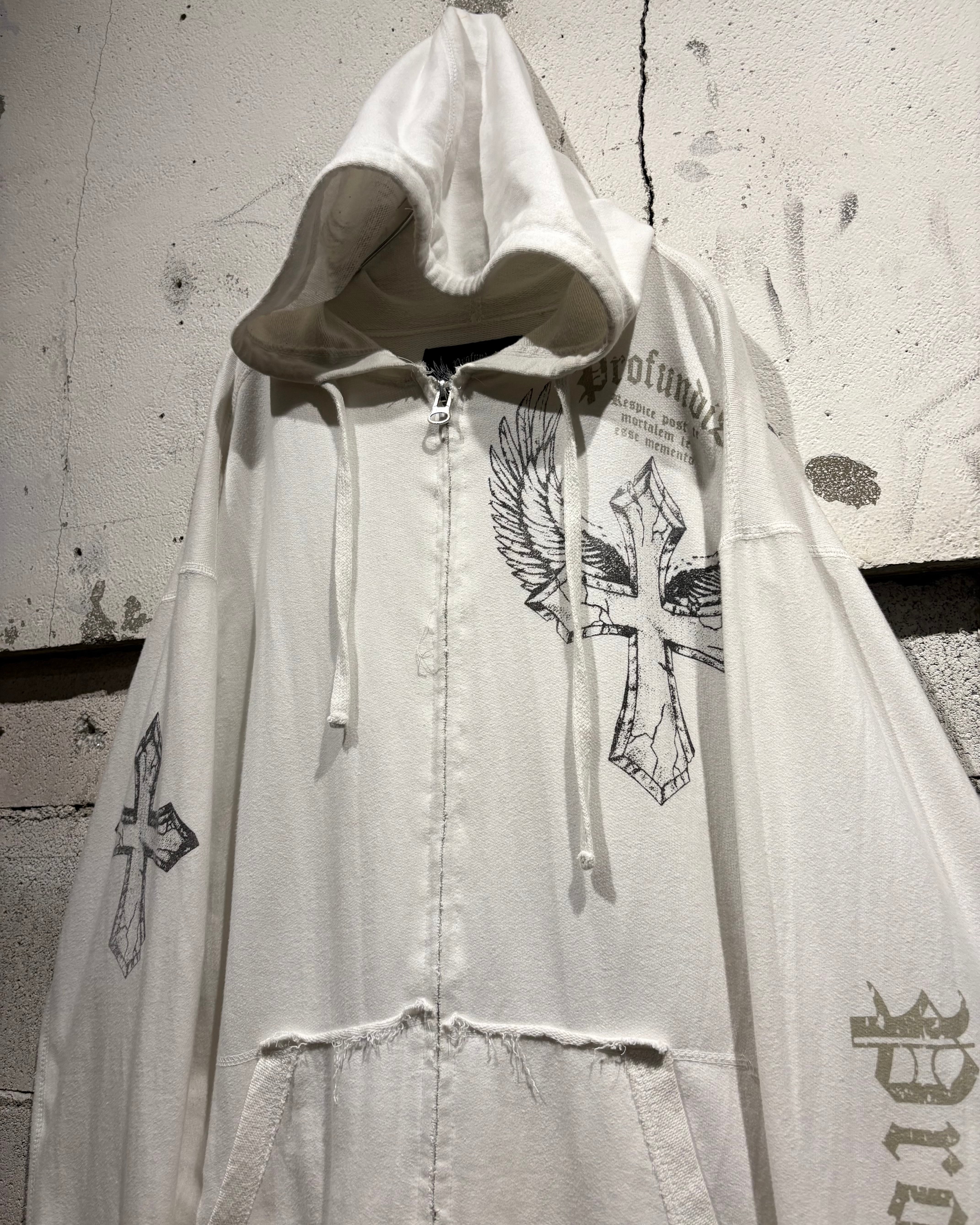 Caka otto】Cross Motif Print Vintage Zip Up Hoodie | Caka(カカ