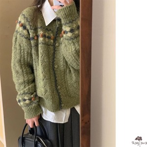 レトロ刺繍 カーディガン 3col M 11293