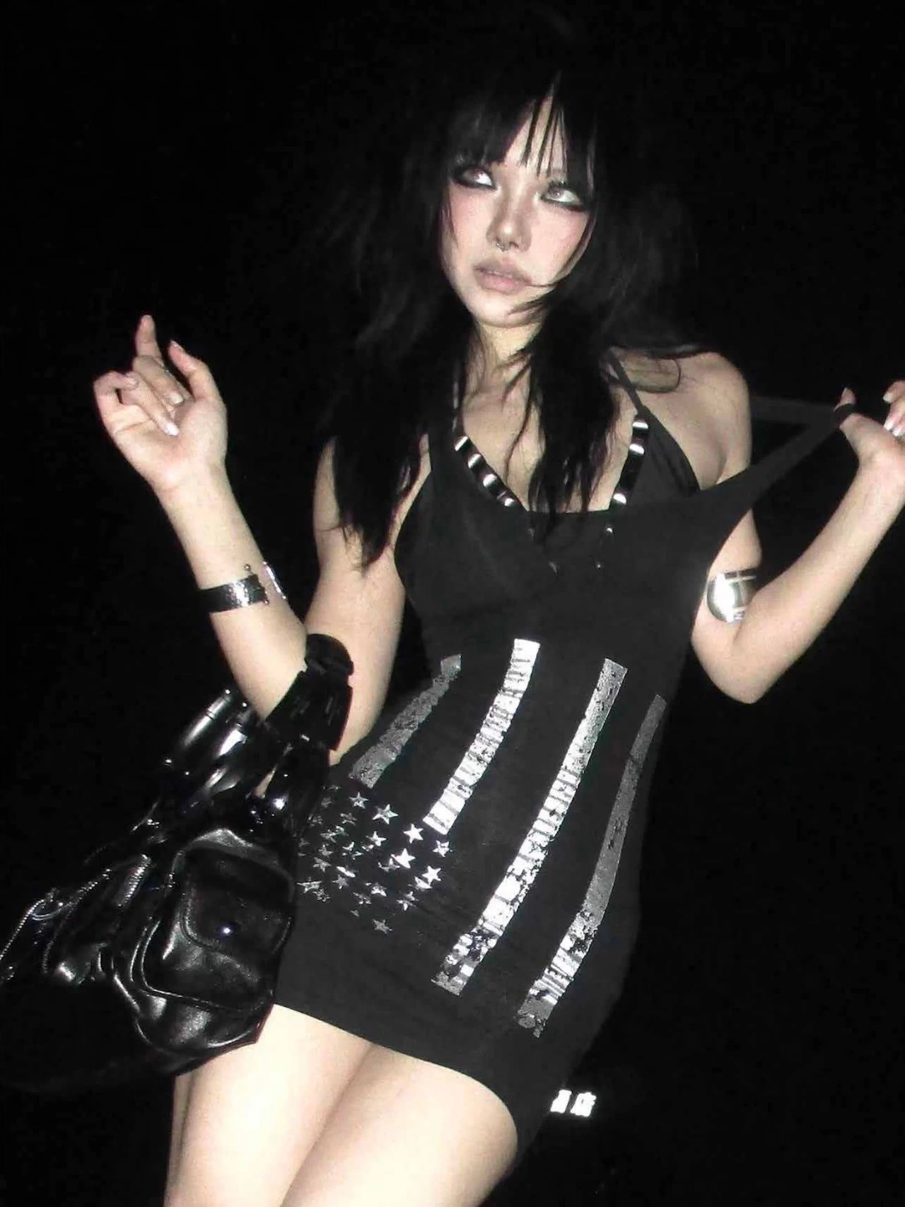【CinderVein】SSS Flag Silver Print Tank Top