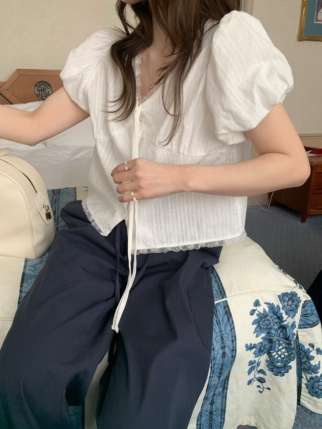 (予約) mellounge / Terry puff blouse 1color