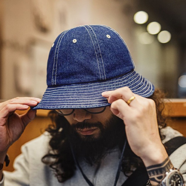 Drawstring denim bucket hat 00186