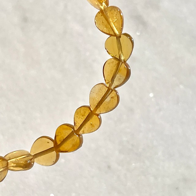 【超希少】【超美石】イエロートルマリン（エルバイト）　ハート　ブレスレット  1184