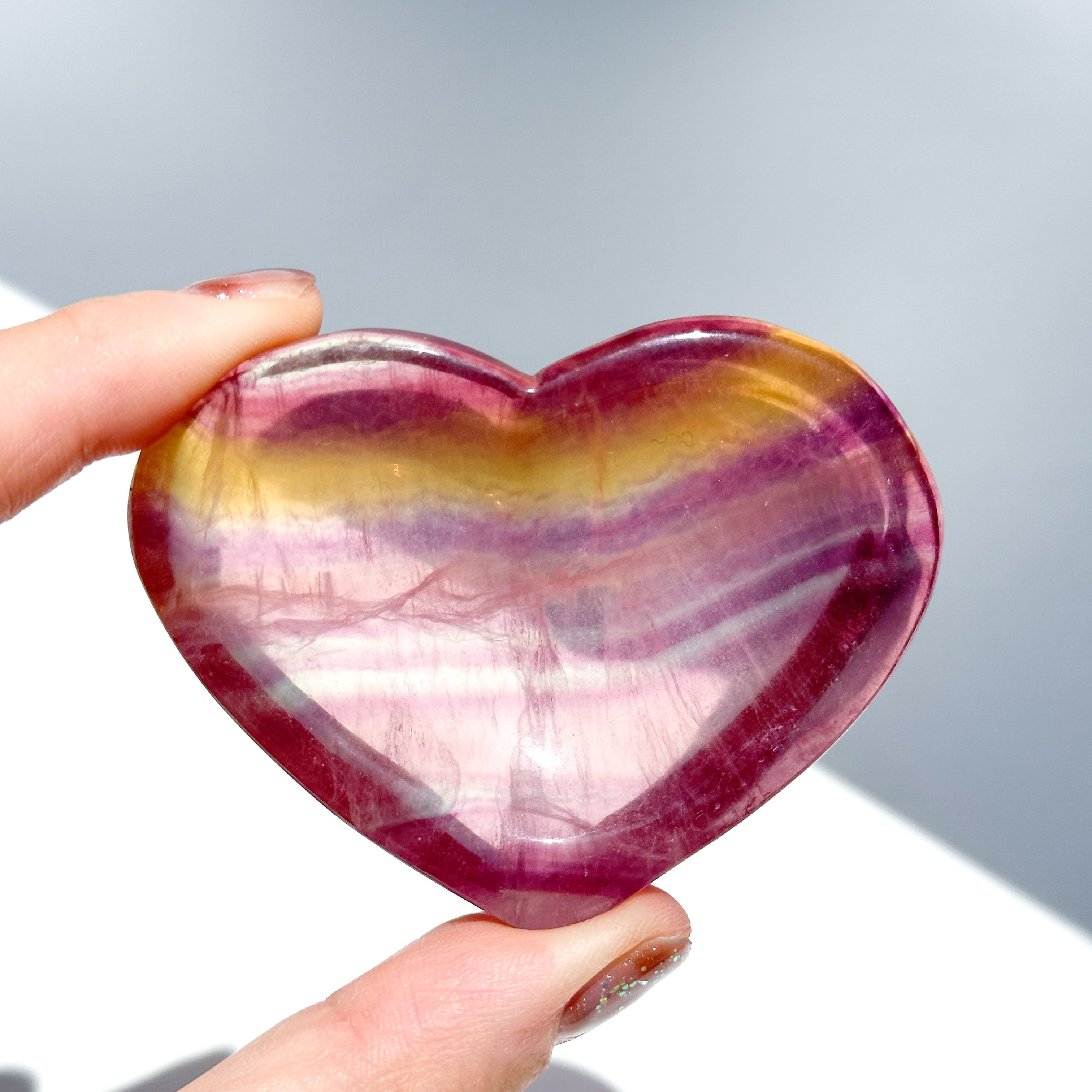 レインボーフローライトハート型のうつわ02◇ RainbowFluorite