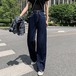 大きいサイズ レディース ワイドデニム ガウチョパンツ ストレッチ ゆったり 無地 ジーンズ ボトム