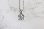 NY Yankees Medium Iced Out Pendant Necklace SILVER