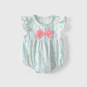 【BABY】蝶結び柄フリルロンパース
