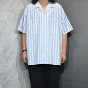 double pocket stripe open collar shirt