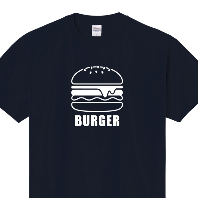 ハンバーガー　Tシャツ　ユニフォーム　※正面プリント　商品カラー：ネイビー