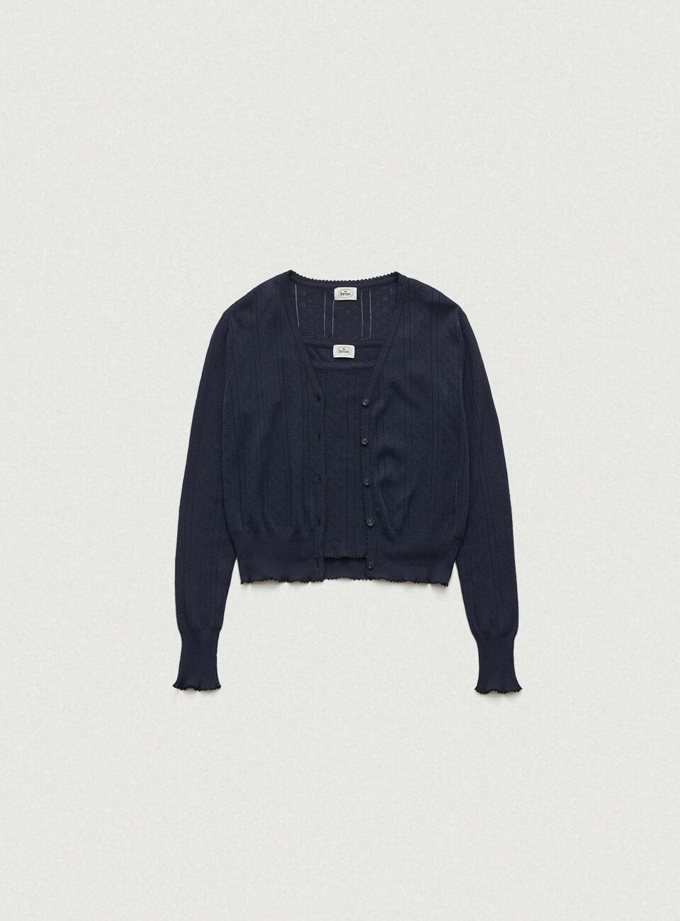 ♡みらい♡The Barnnet ザ バーネット カーディガン The Barnnet] Cotton Eyelet Knit Cardigan Ensemble With Sleeveless