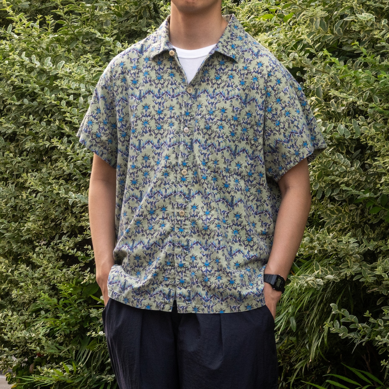 1992s patagonia dancing palms aloha shirt