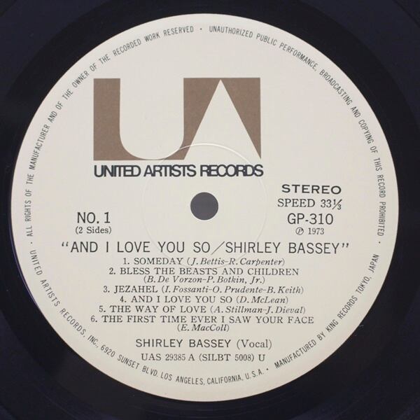 Shirley Bassey / And I Love You So [GP 310] - 画像4
