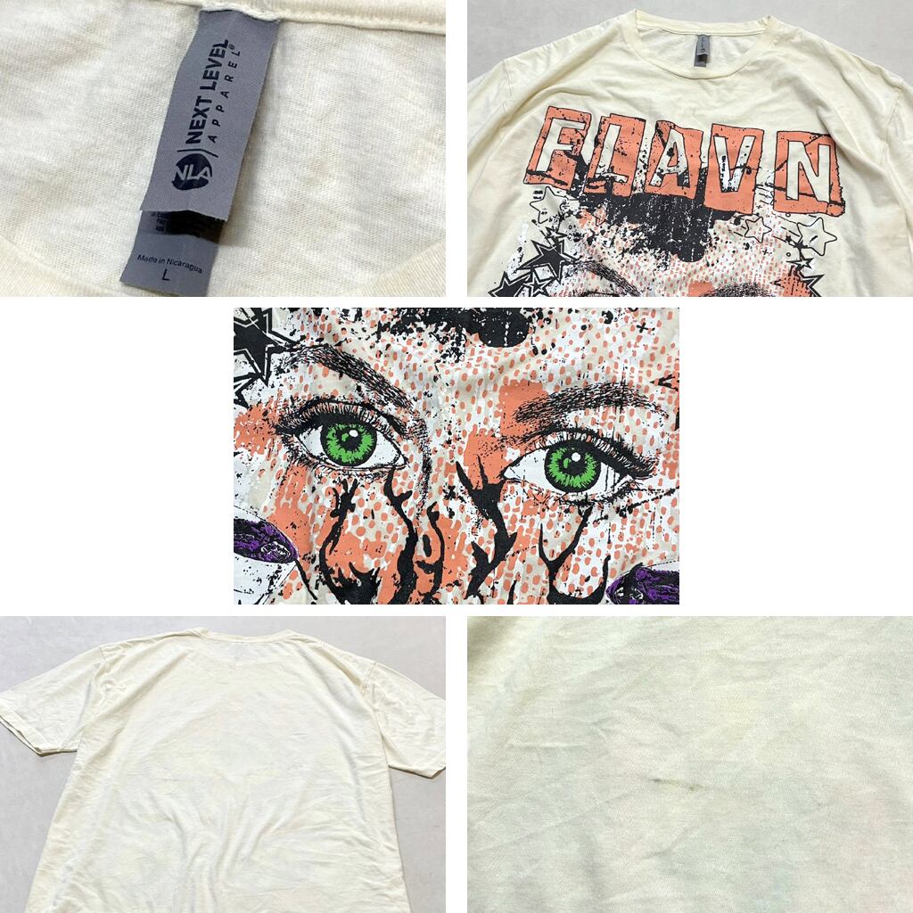 1点物◇ビッグサイズFLAVNスカル骸骨プリントTシャツ古着メンズXL