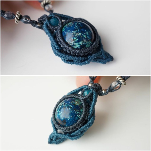 地球みたいなクリソコラのマクラメネックレス - Earth -＜情緒安定・表現力の向上＞