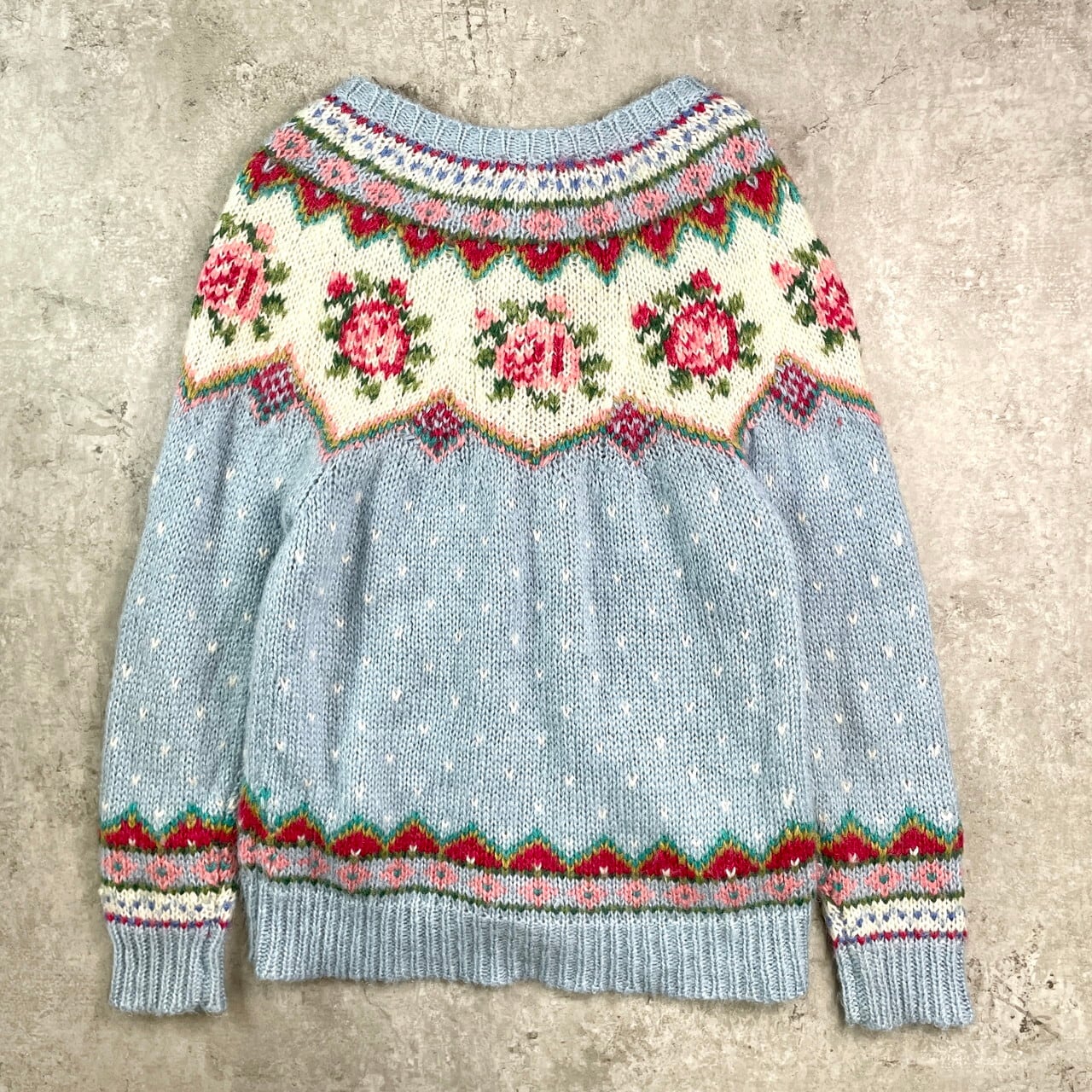 90's ノルウェー製 ハンドニット カーディガン ノルディック柄 バーズアイ 90's ノルウェー製 ハンドニット カーディガン ノルディック柄