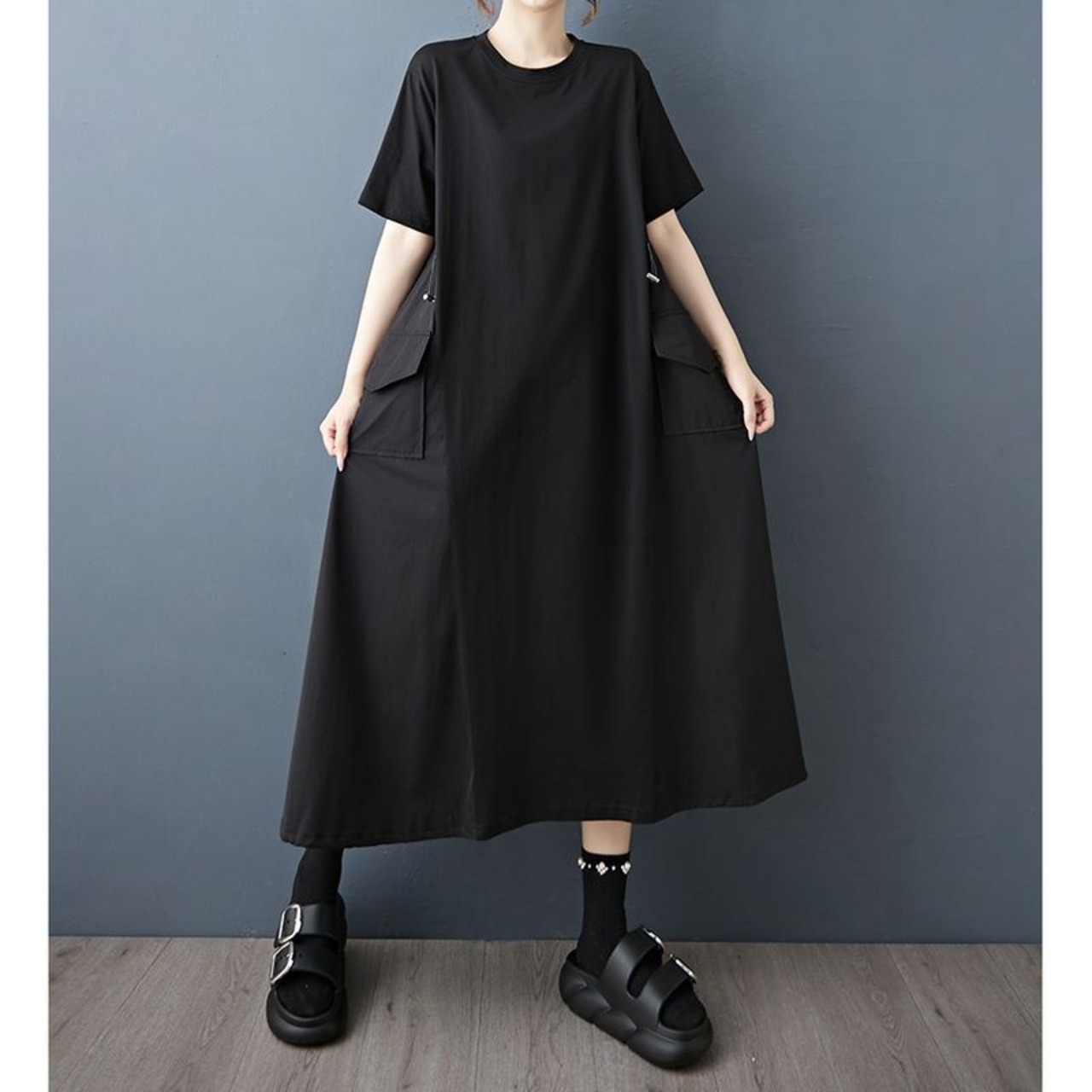 Aライン パッチポケット ワンピース 30195