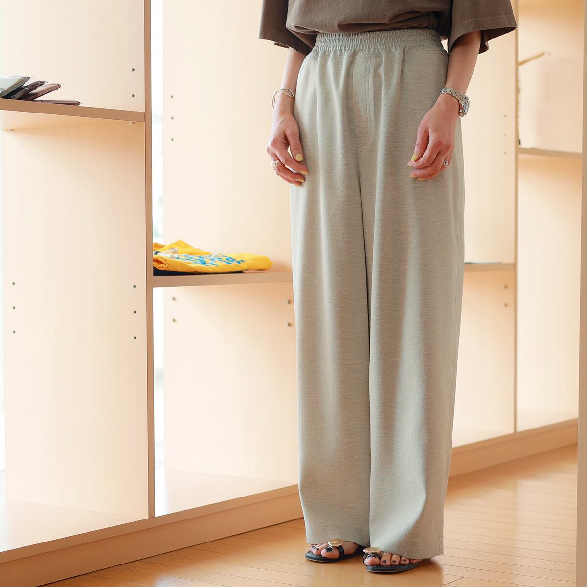 Srieee (シュリ) リネンライクホップサック リラックスワイドパンツ